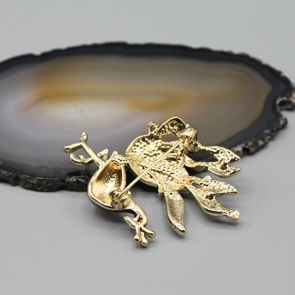 Peacock jewelry pin brooch elegant colorful yellow gold tone brand new beautiful - Picture 7 of 12